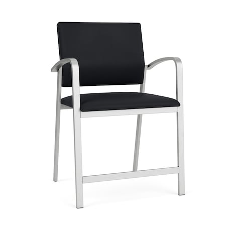 Newport Wide Hip Chair Metal Frame, Silver, MD Black Upholstery